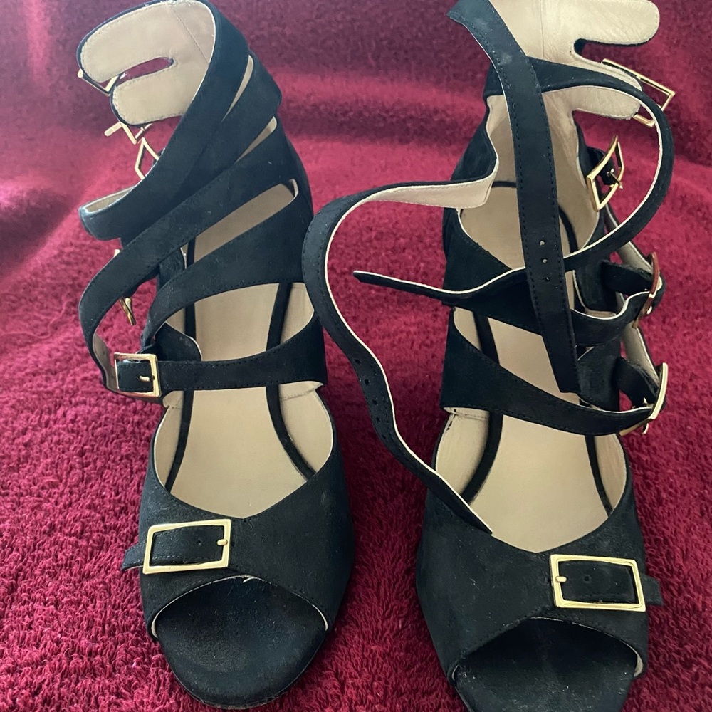 Chloe Elegant Black Strappy Women's Heels